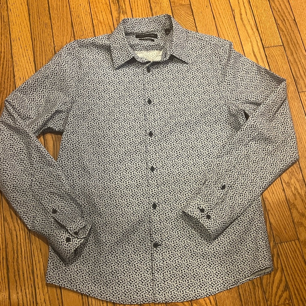 Tommy Hilfiger Navy Blue & White printed men’s Medium Button-Down - slim fit